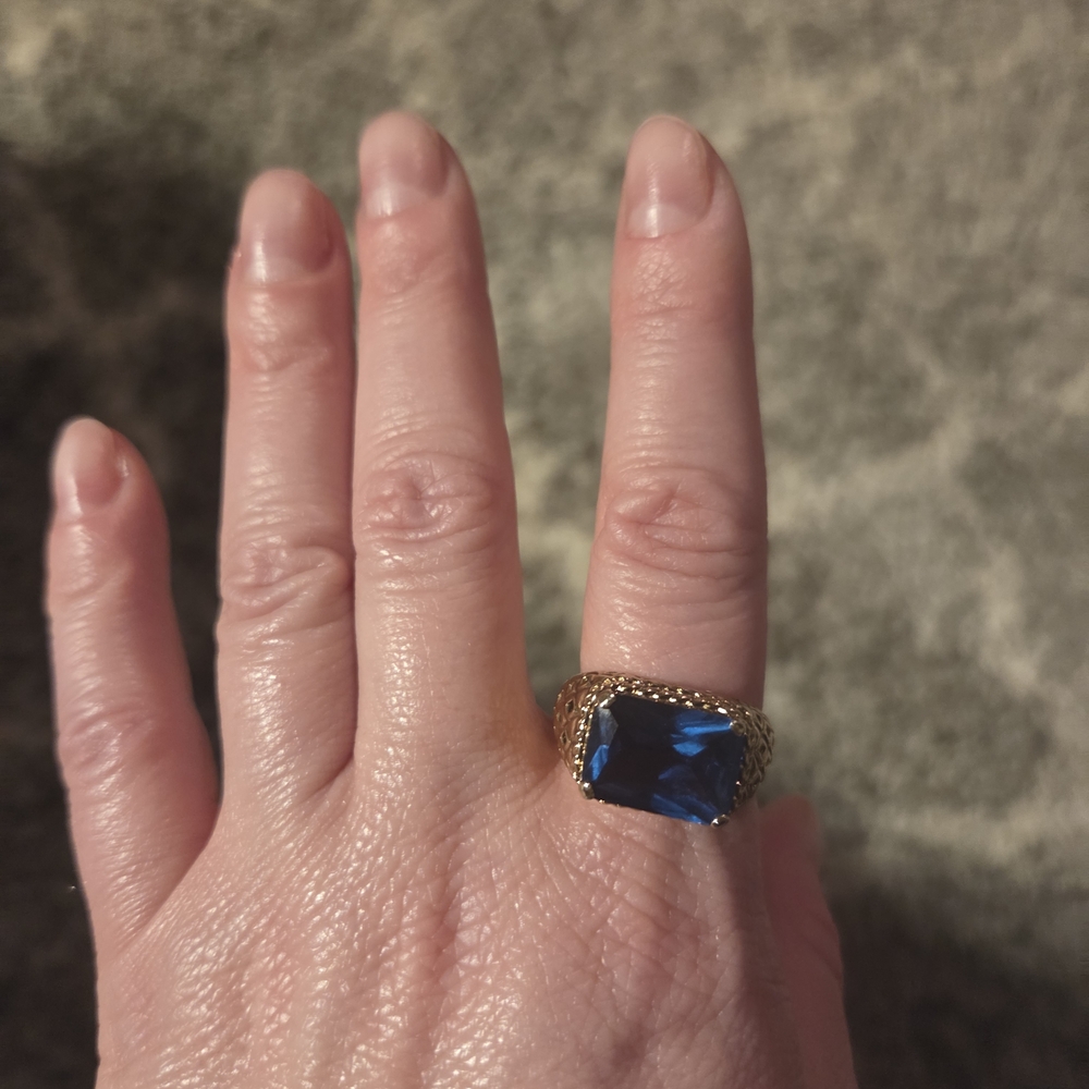 Gold Ring with Blue Gemstone